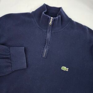 Lacoste Navy 1/4 Zip Pullover Sweater Mens 4XL Preppy Croc Cotton Knit Classic